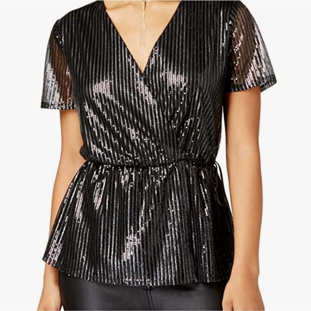 NEW! GYPSIES & MOONDUST sequin wrap blouse.